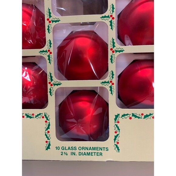 Vintage 2.62” Green & Red Christmas Ornaments, Holly Brand, Medium Size Balls - Picture 3 of 4